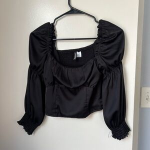Black satin blouse